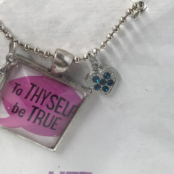 NEW Pendent Necklace with 2 charms and a 24 inch chain.  To Thyself be true - Picture 4 of 6